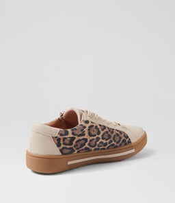 EVONE SU ALMOND TAN LEOPARD LEATHER SUEDE