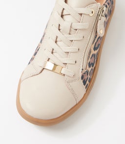 EVONE SU ALMOND TAN LEOPARD LEATHER SUEDE