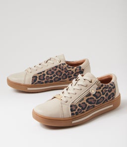 EVONE SU ALMOND TAN LEOPARD LEATHER SUEDE