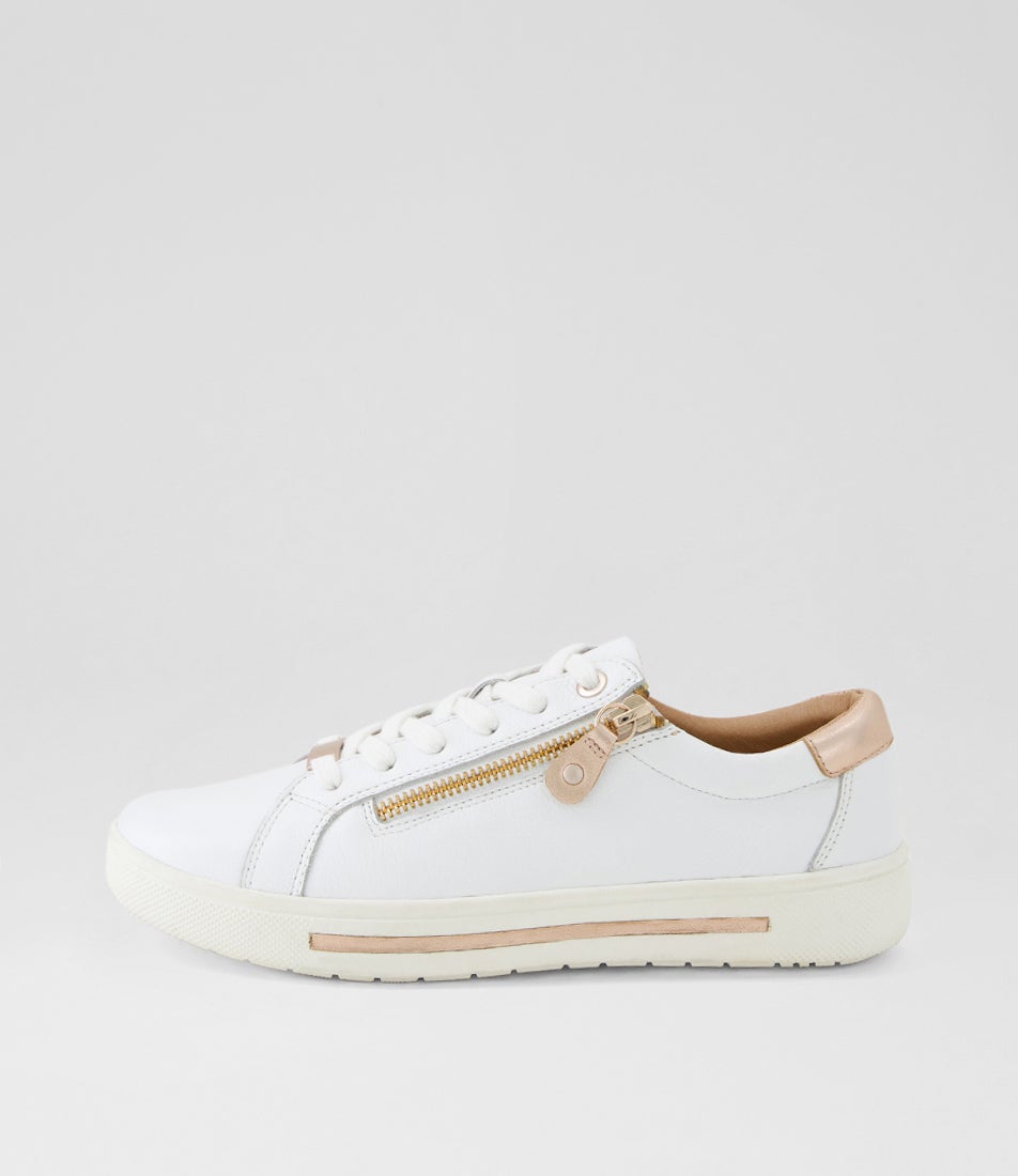 Evone White Rose Gold Leather Sneakers