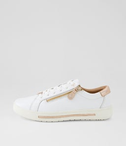 Evone White Rose Gold Leather Sneakers Evone White Rose Gold Leather Sneakers