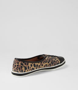 AUGUSTS SU BLACK TAN LEOPARD LEATHER SUEDE