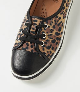AUGUSTS SU BLACK TAN LEOPARD LEATHER SUEDE