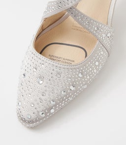 MILLIES SU SILVER SILVER COVERED HEEL SATIN