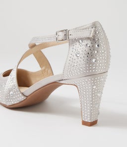 MILLIES SU SILVER SILVER COVERED HEEL SATIN