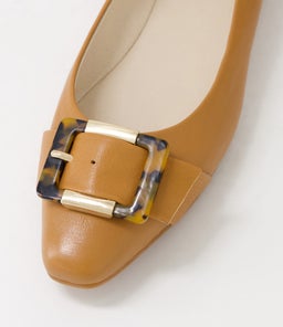 PLENTO SU DK TAN TORTOSHELL LEATHER BUCKLE