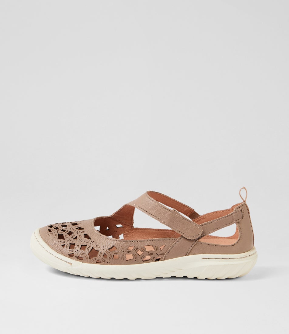 Teasi Taupe Off White Leather Mary Janes