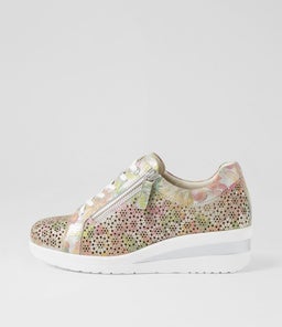 RAIS SU WHITE PAINTED FLORAL LEATHER