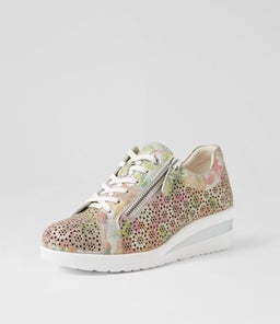 RAIS SU WHITE PAINTED FLORAL LEATHER