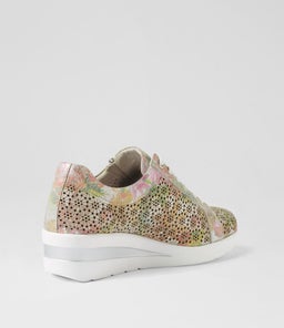 RAIS SU WHITE PAINTED FLORAL LEATHER