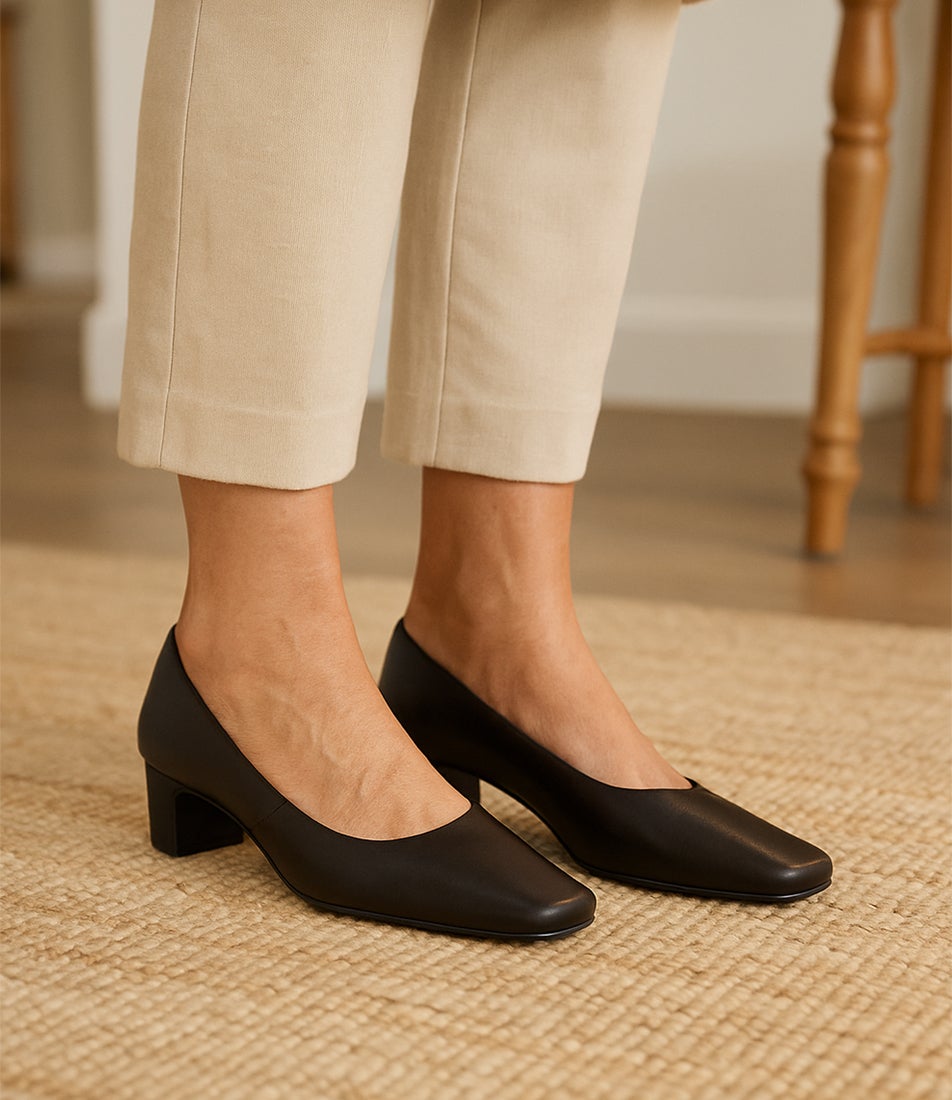 Khloes Black Leather Heels Khloes Black Leather Heels