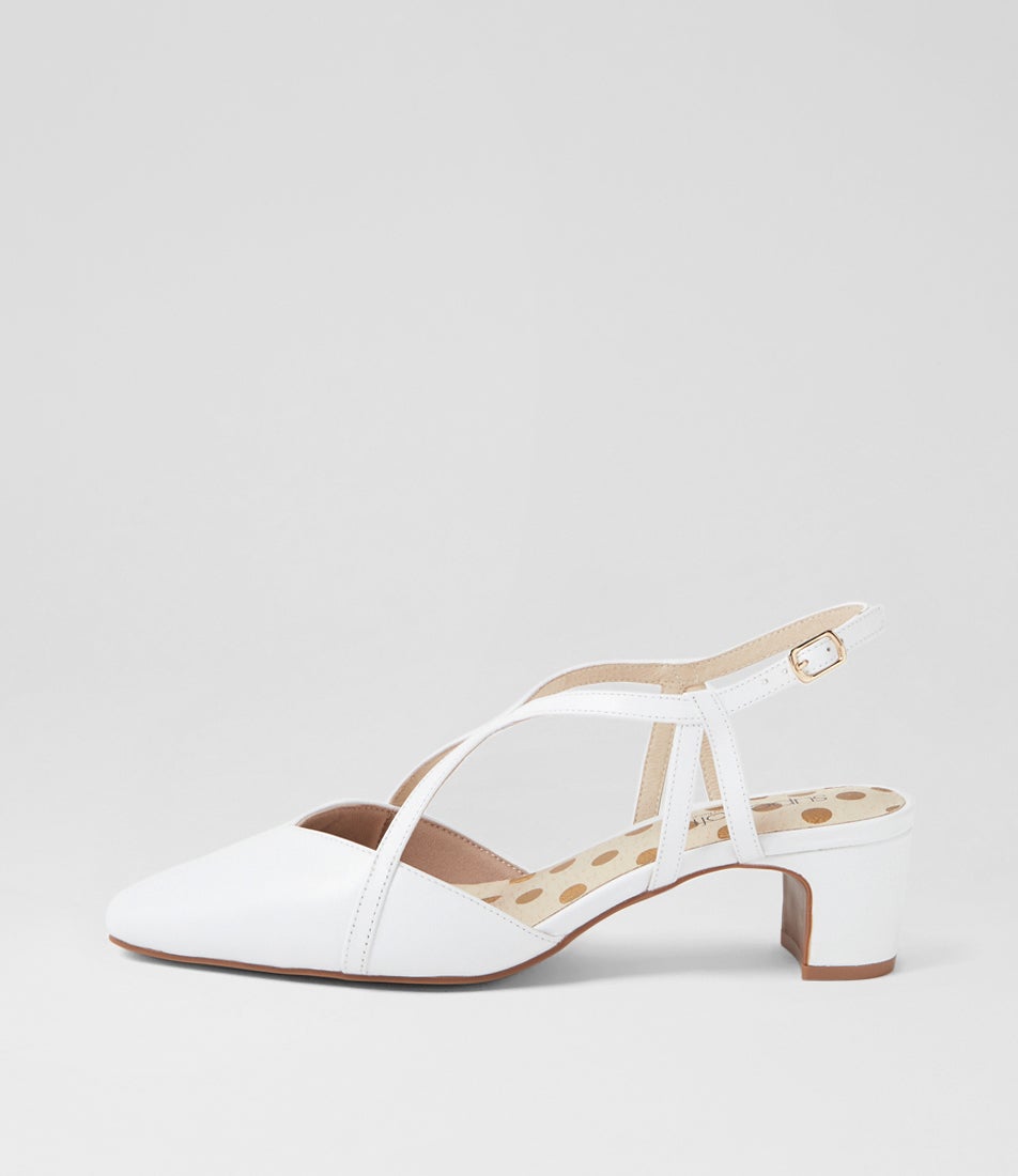 Kaylas White Leather Heels