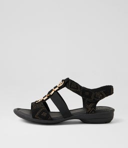 BARTIE SU BLACK GOLD DOT LEATHER