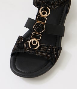 BARTIE SU BLACK GOLD DOT LEATHER
