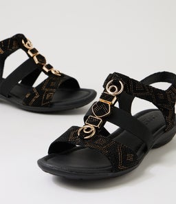 BARTIE SU BLACK GOLD DOT LEATHER