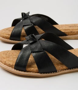 QUICKS SU BLACK CORK LEATHER