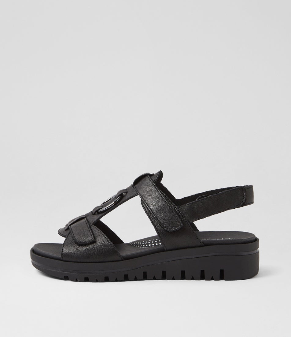 Athleen Black Leather Sandals Athleen Black Leather Sandals