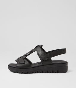 Athleen Black Leather Sandals Athleen Black Leather Sandals