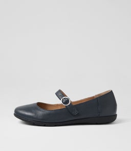 Hariet Navy Leather Flat Shoes Hariet Navy Leather Flat Shoes