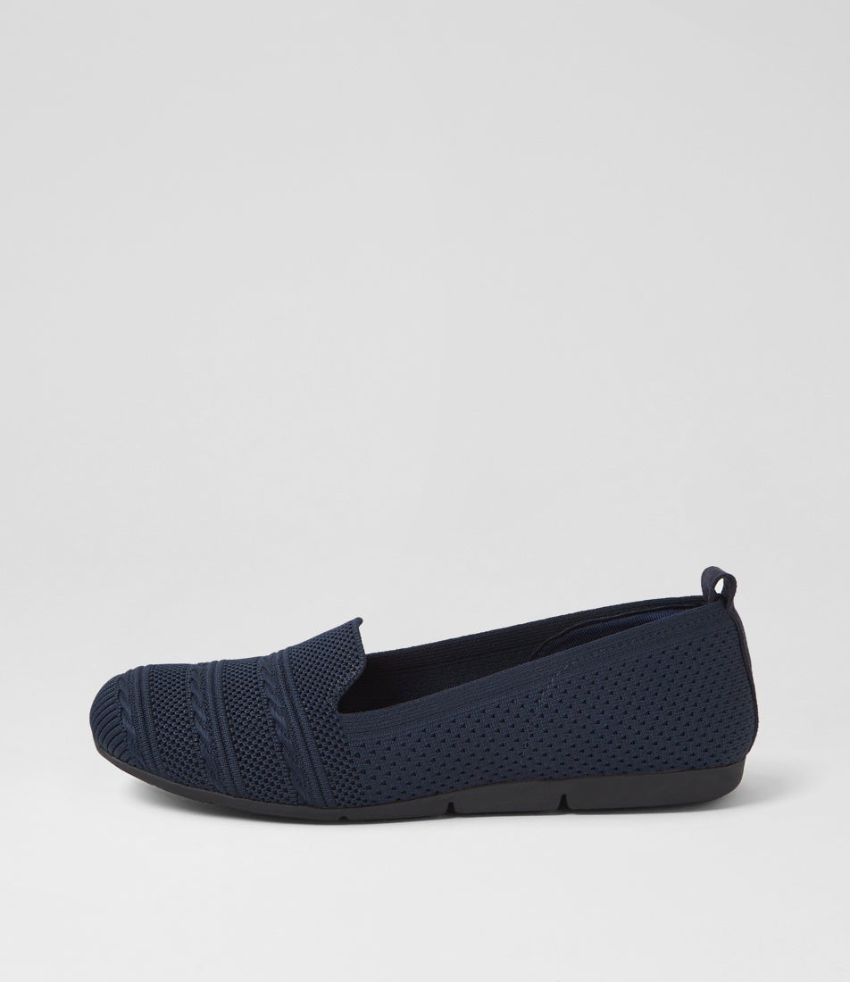 Silicie Navy Fabric Loafers Silicie Navy Fabric Loafers