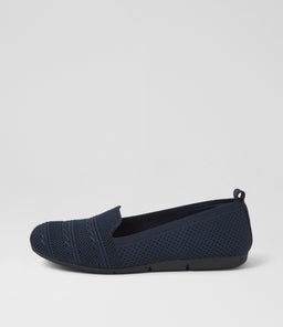 Silicie Navy Fabric Loafers Silicie Navy Fabric Loafers
