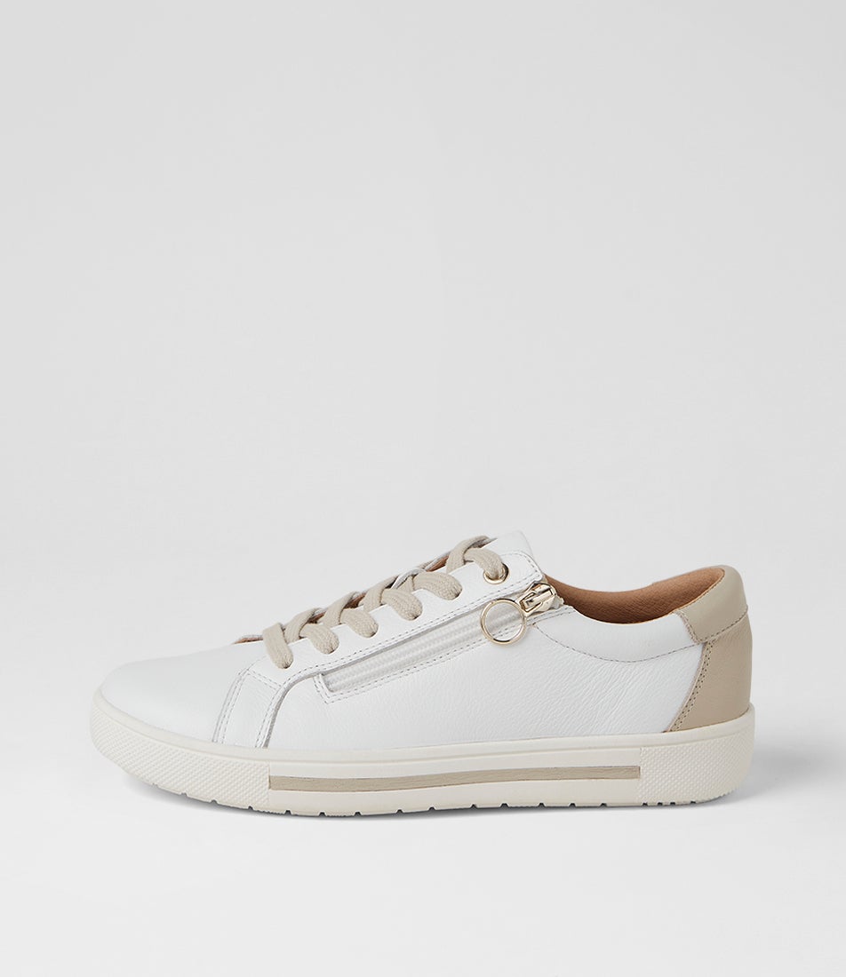 Errinas White Rose Gold Leather Sneakers