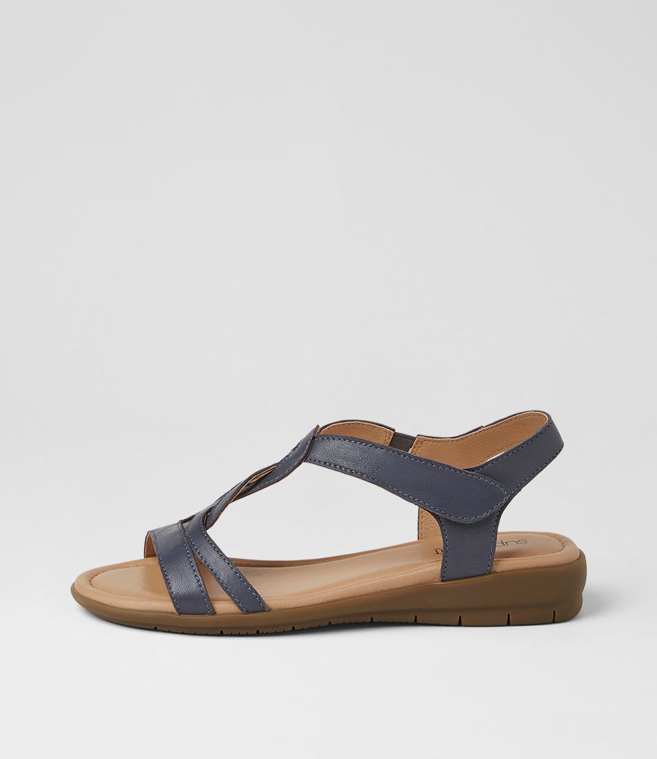 Famie Dark Denim Soft Leather Sandals Famie Dark Denim Soft Leather Sandals