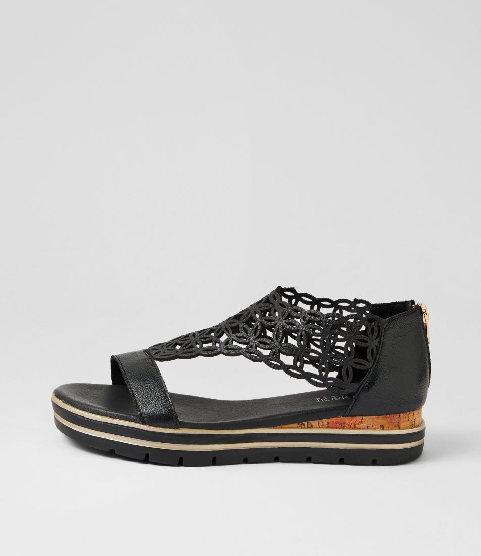 ALEXIANDER SU BLACK FLORAL CORK LEATHER