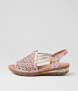 Bebi Pansy Print Leather Sandals Bebi Pansy Print Leather Sandals