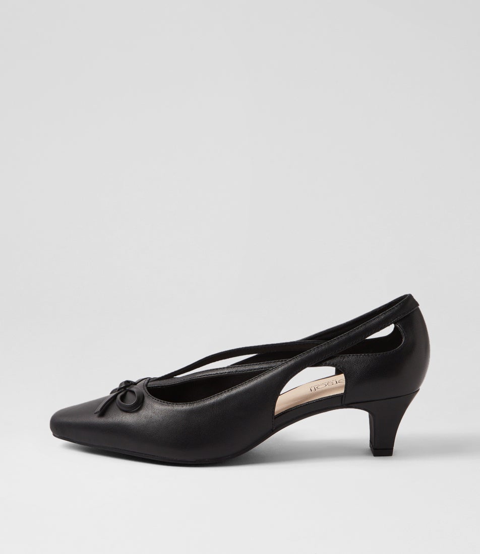 Lantana Black Leather Heels