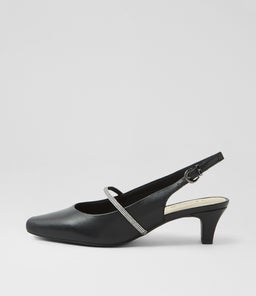 Lilium Black Leather Jewels Heels Lilium Black Leather Jewels Heels