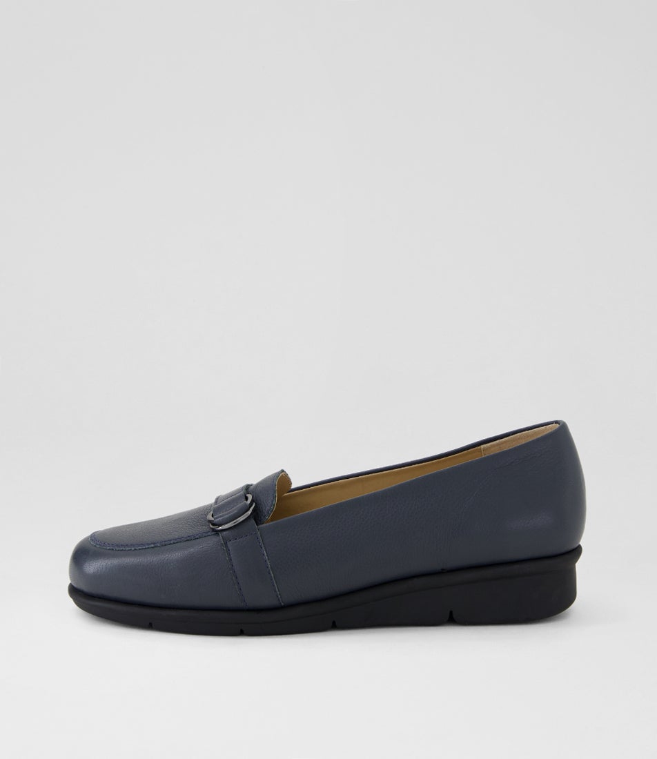 Pipers Navy Leather Flat Shoes Pipers Navy Leather Flat Shoes