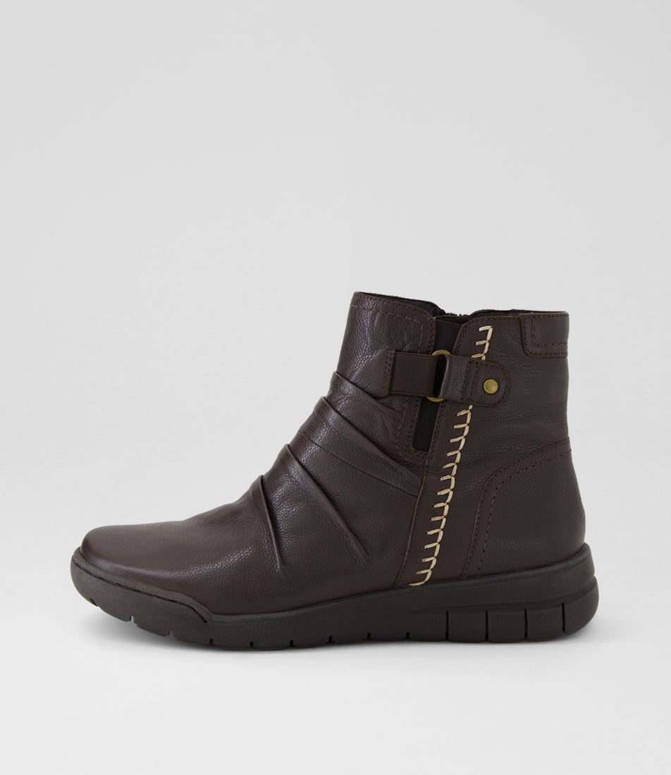 Tikky Dark Brown Leather Ankle Boots