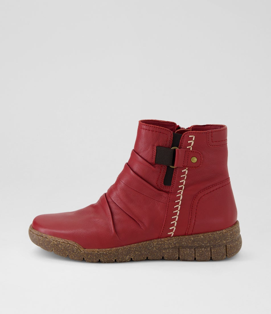 Tikky Cherry Leather Ankle Boots Tikky Cherry Leather Ankle Boots
