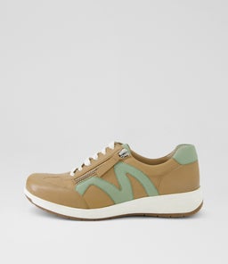 Abigalie D Camel Pistachio Leather Sneakers Abigalie D Camel Pistachio Leather Sneakers