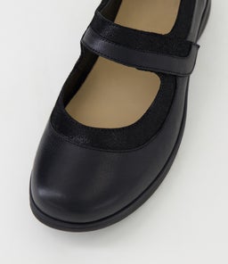 AREMA D SU BLACK BLACK SHINE LEATHER SUEDE