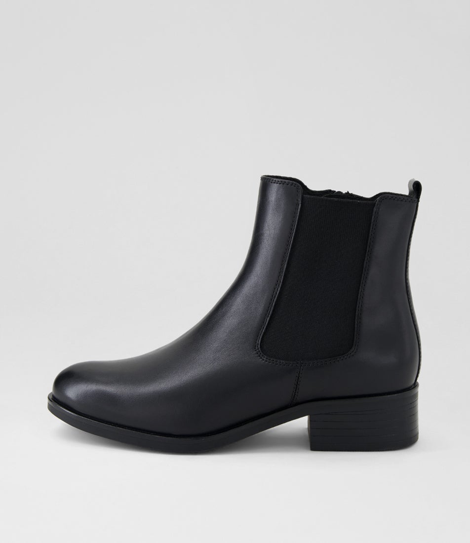 Elsies Black Burnished Leather Ankle Boots Elsies Black Burnished Leather Ankle Boots
