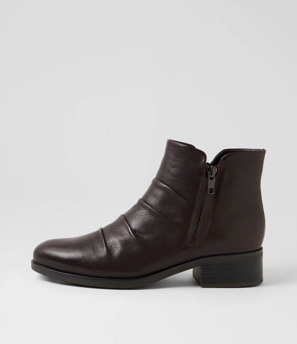 Elish Dark Brown Leather Ankle Boots Elish Dark Brown Leather Ankle Boots