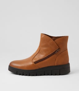 Mickae New Tan Leather Ankle Boots Mickae New Tan Leather Ankle Boots