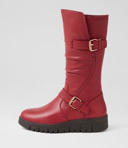 Marybie Cherry Leather Calf Boots Marybie Cherry Leather Calf Boots