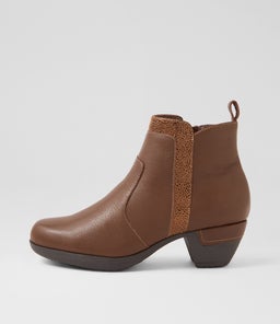 Raelynn D Brown Dot Leather Suede Ankle Boots Raelynn D Brown Dot Leather Suede Ankle Boots