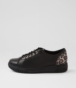 TY D SU BLACK BLACK LEOPARD LEATHER SUEDE