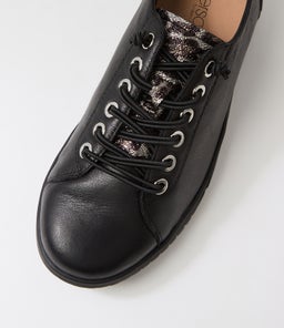 TY D SU BLACK BLACK LEOPARD LEATHER SUEDE