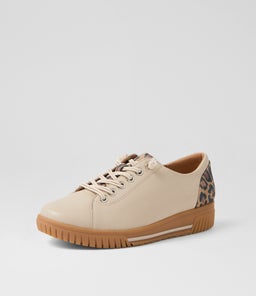 TY D SU ALMOND TAN LEOPARD LEATHER SUEDE