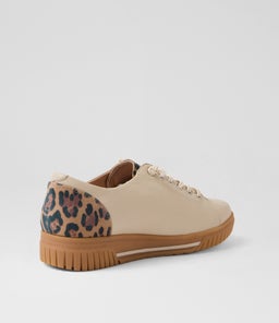 TY D SU ALMOND TAN LEOPARD LEATHER SUEDE