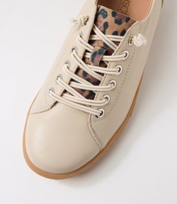 TY D SU ALMOND TAN LEOPARD LEATHER SUEDE