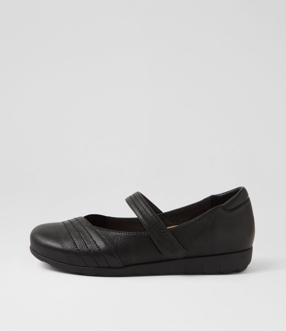 Becketts D Black Leather Elastic Flat Shoes Becketts D Black Leather Elastic Flat Shoes