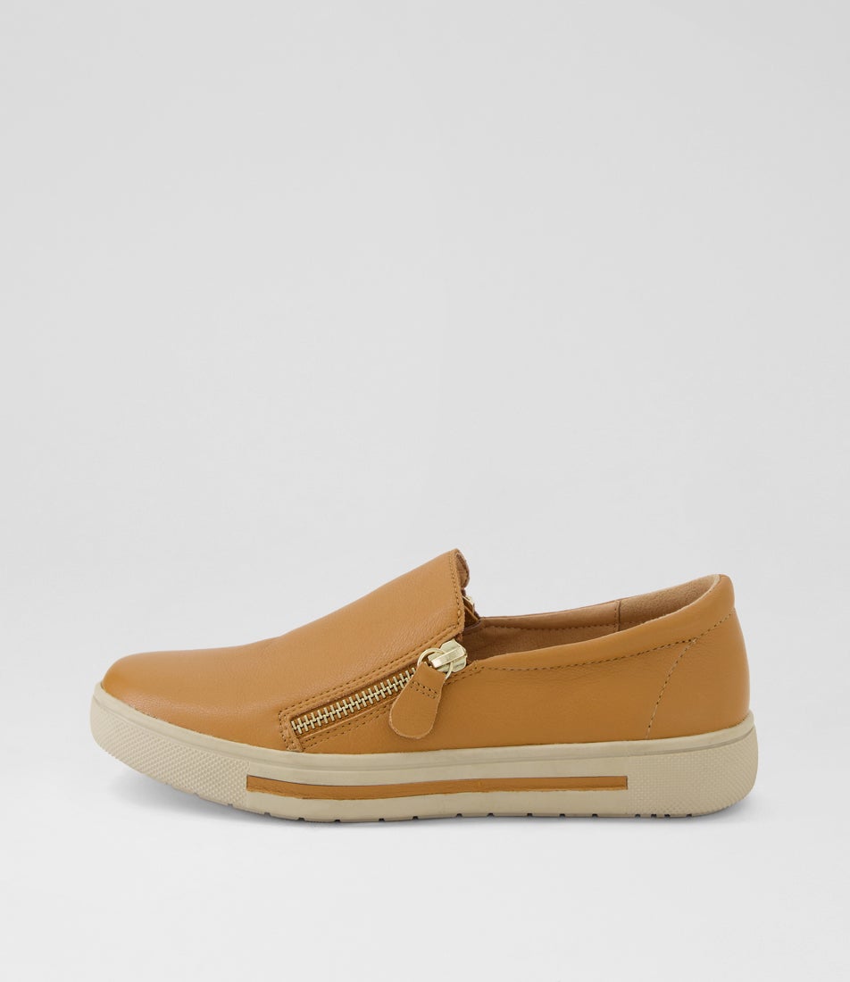 Bellisa Dark Tan Almond Leather Sneakers Bellisa Dark Tan Almond Leather Sneakers