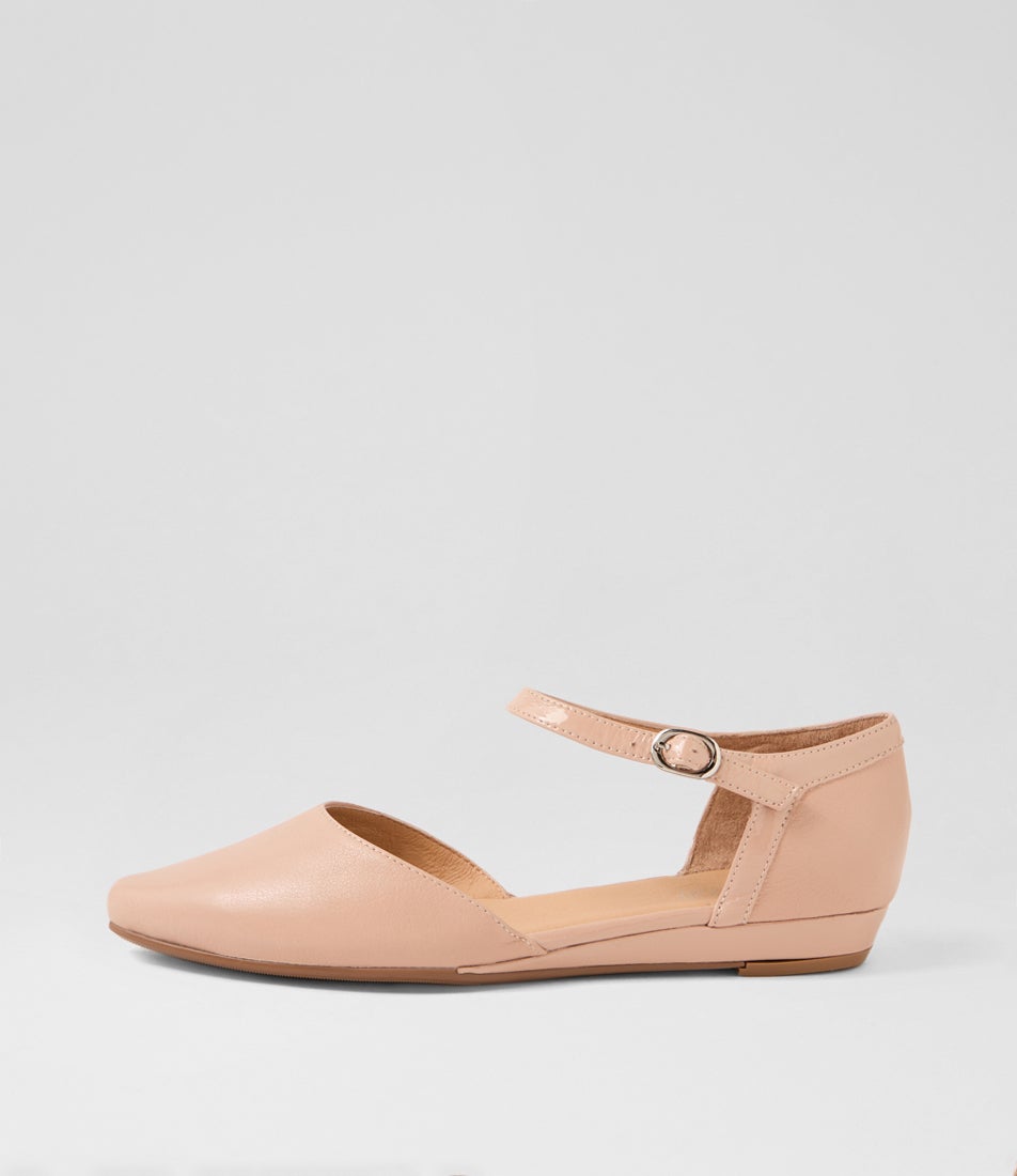 Cinnamon Dark Nude Leather Patent Flat Shoes