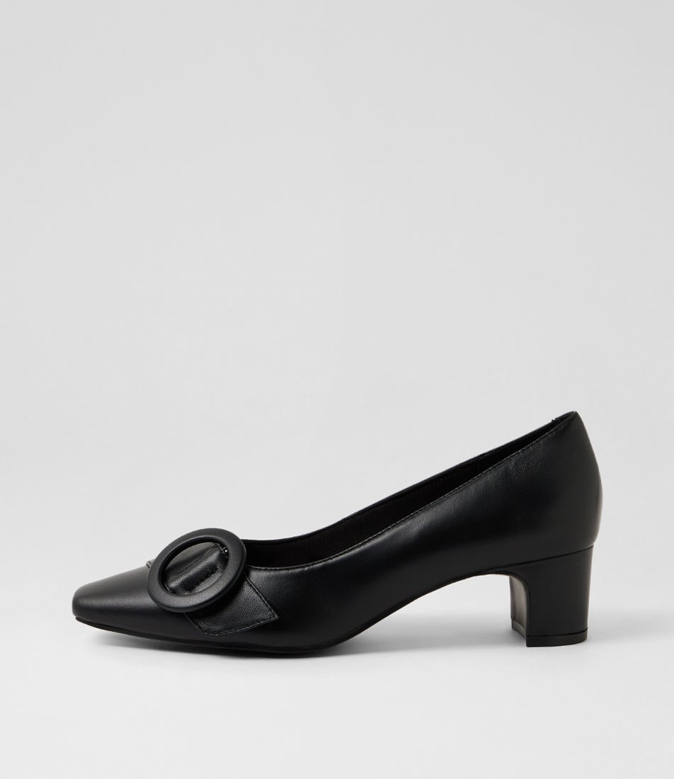 Kevie Black Leather Heels